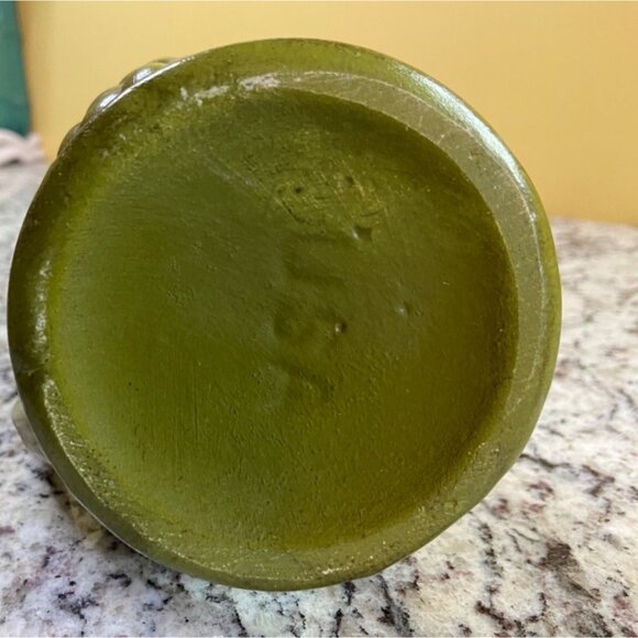 Vintage Green Grapes Relief Pottery Pitcher Vase Mid Century Art Pottery Decor - Picture 10 of 10